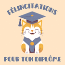 F&eacute;licitations joyeuses avec un chat dipl&ocirc;m&eacute;